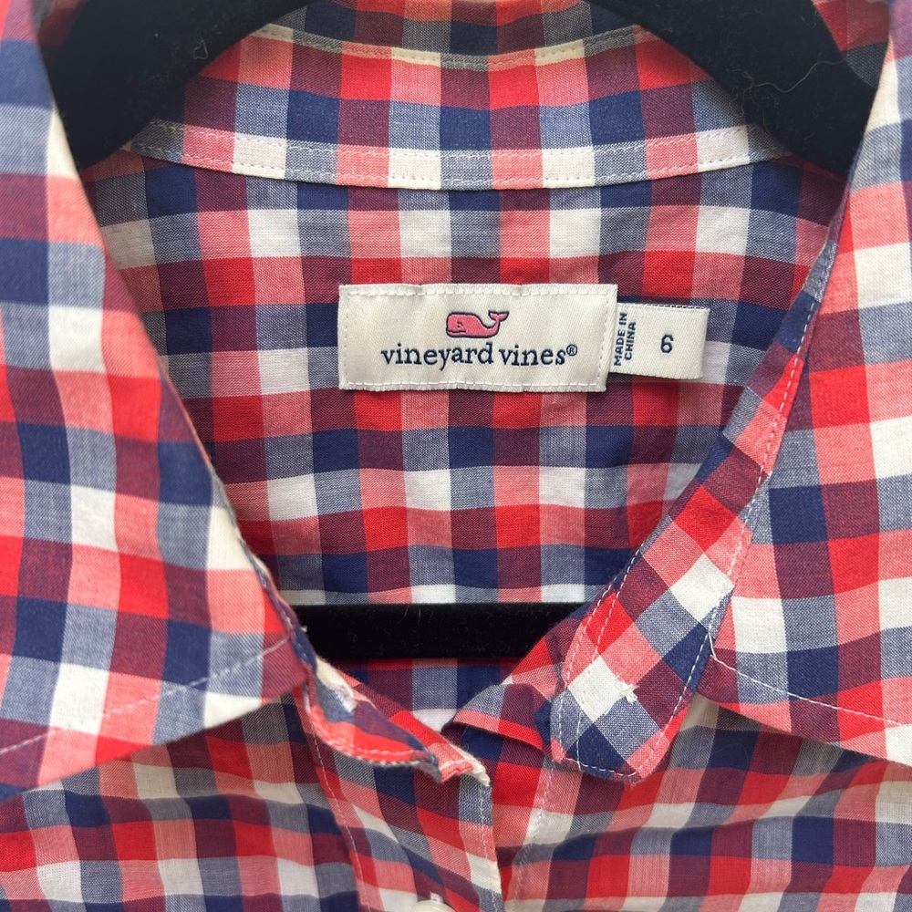 Vineyard Vines Red, Navy & White Gingham Button-Down Shirt - Picture 6 of 7